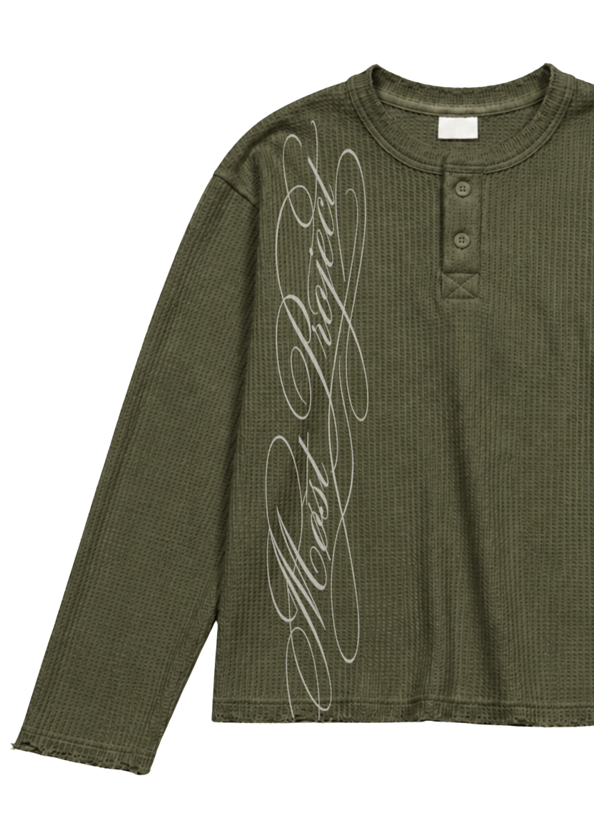 MØST WAFFLE KNIT LONGSLEEVE / OLIVE GREEN