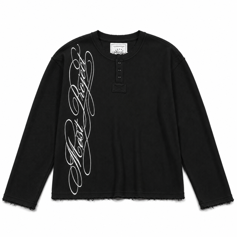 MØST PROJECT WAFFLE KNIT LONGSLEEVE / BLACK