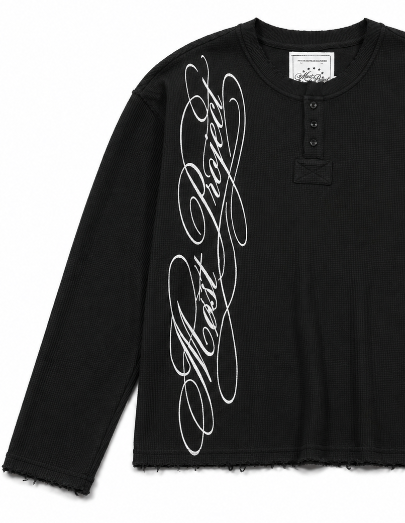 MØST PROJECT WAFFLE KNIT LONGSLEEVE / BLACK