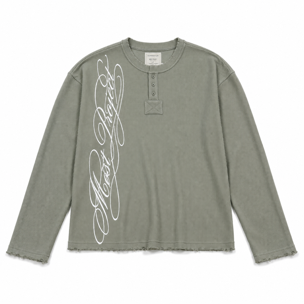 MØST PROJECT WAFFLE KNIT LONGSLEEVE / SAGE GREEN