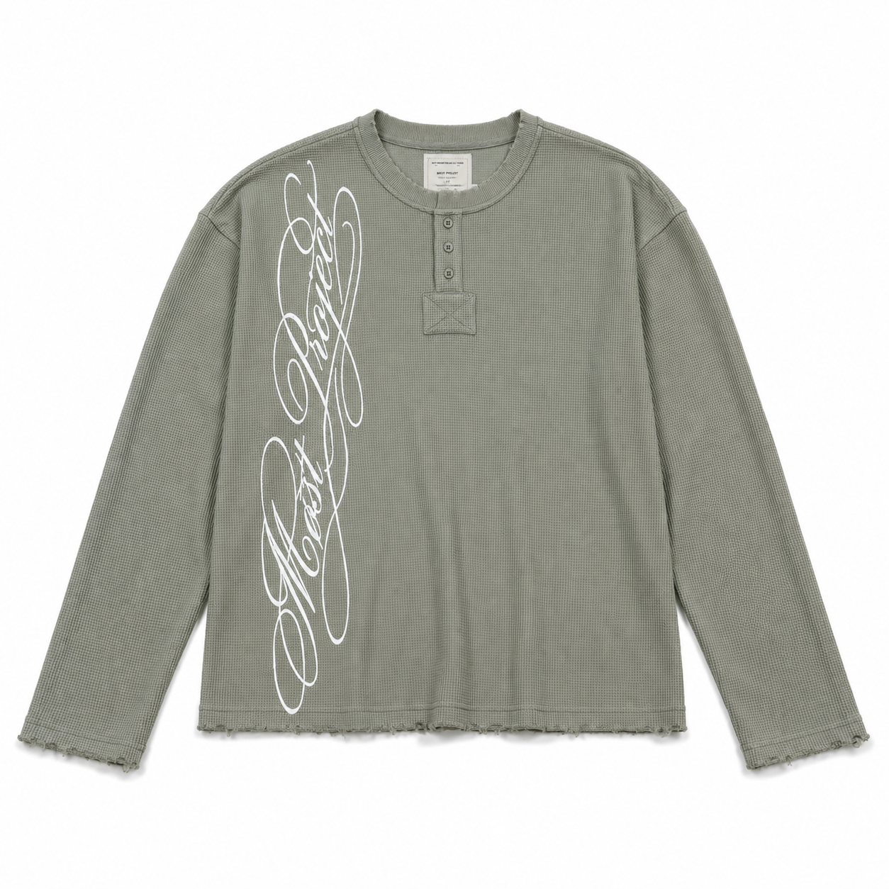 MØST PROJECT WAFFLE KNIT LONGSLEEVE / SAGE GREEN