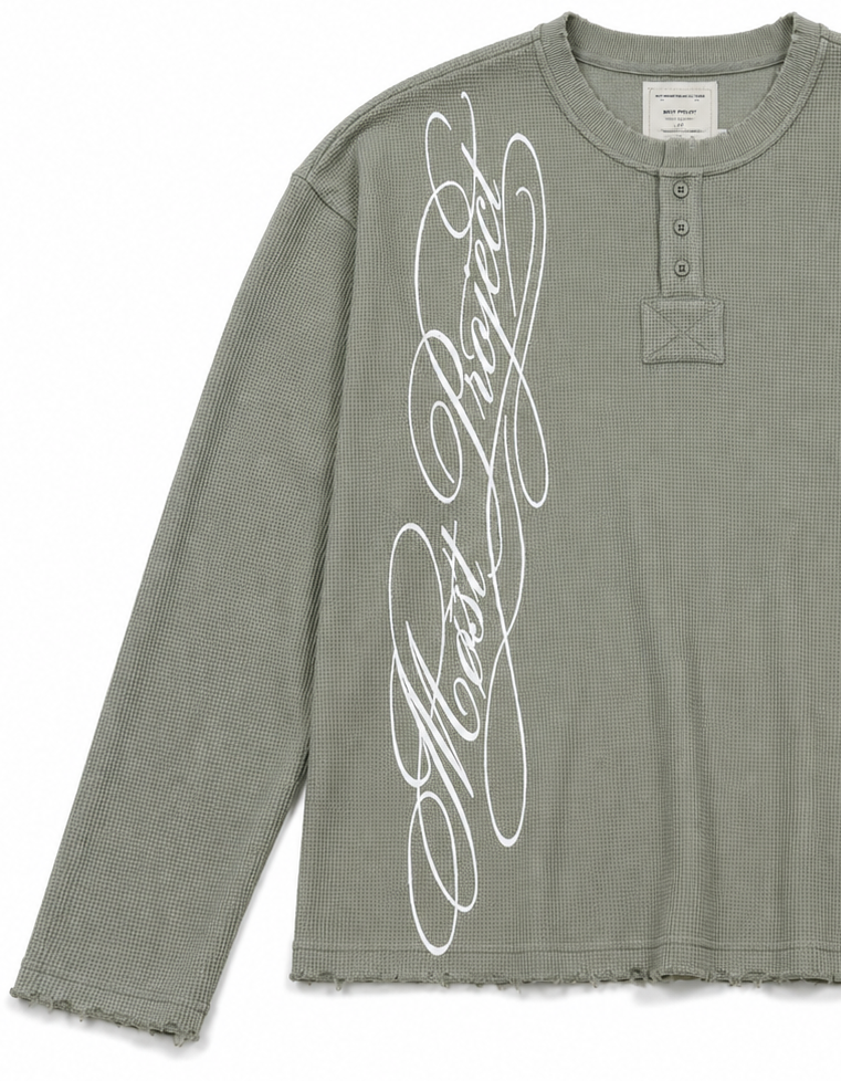MØST PROJECT WAFFLE KNIT LONGSLEEVE / SAGE GREEN