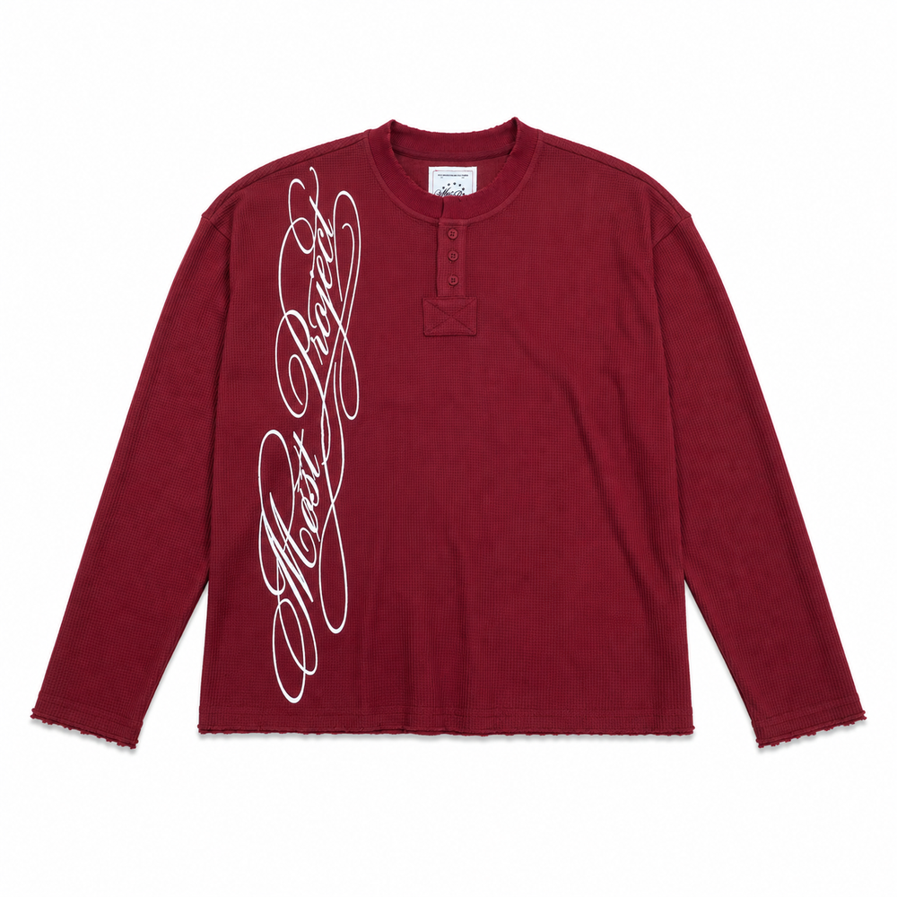 MØST PROJECT WAFFLE KNIT LONGSLEEVE / BORDEAUX RED