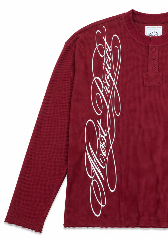 MØST PROJECT WAFFLE KNIT LONGSLEEVE / BORDEAUX RED