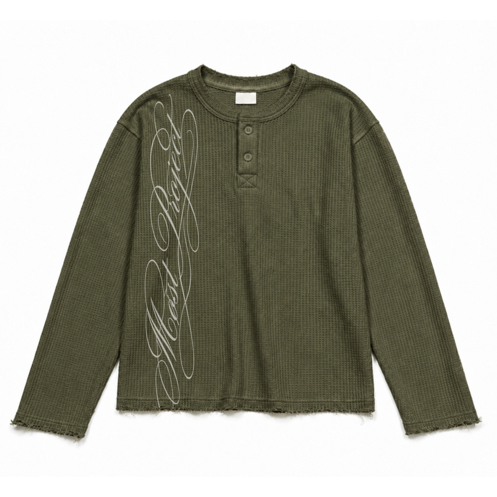 MØST WAFFLE KNIT LONGSLEEVE / OLIVE GREEN